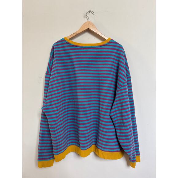 Natural Life Oversized Striped Crewneck Sweatshirt Boho Preppy Rugbyish L/XL - Picture 4 of 4